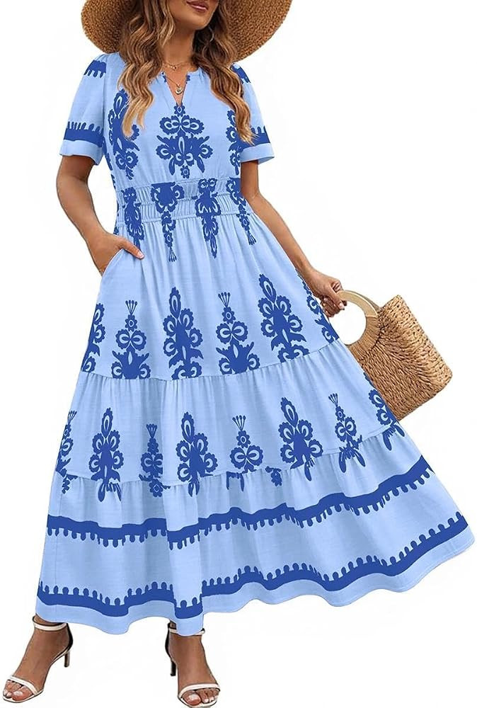 RITERA Plus Size Dresses for Curvy Women Floral Boho Maxi Dress Summer Sundress for Church or Wedding XL-5XL (14W-28W) | Amazon (US)