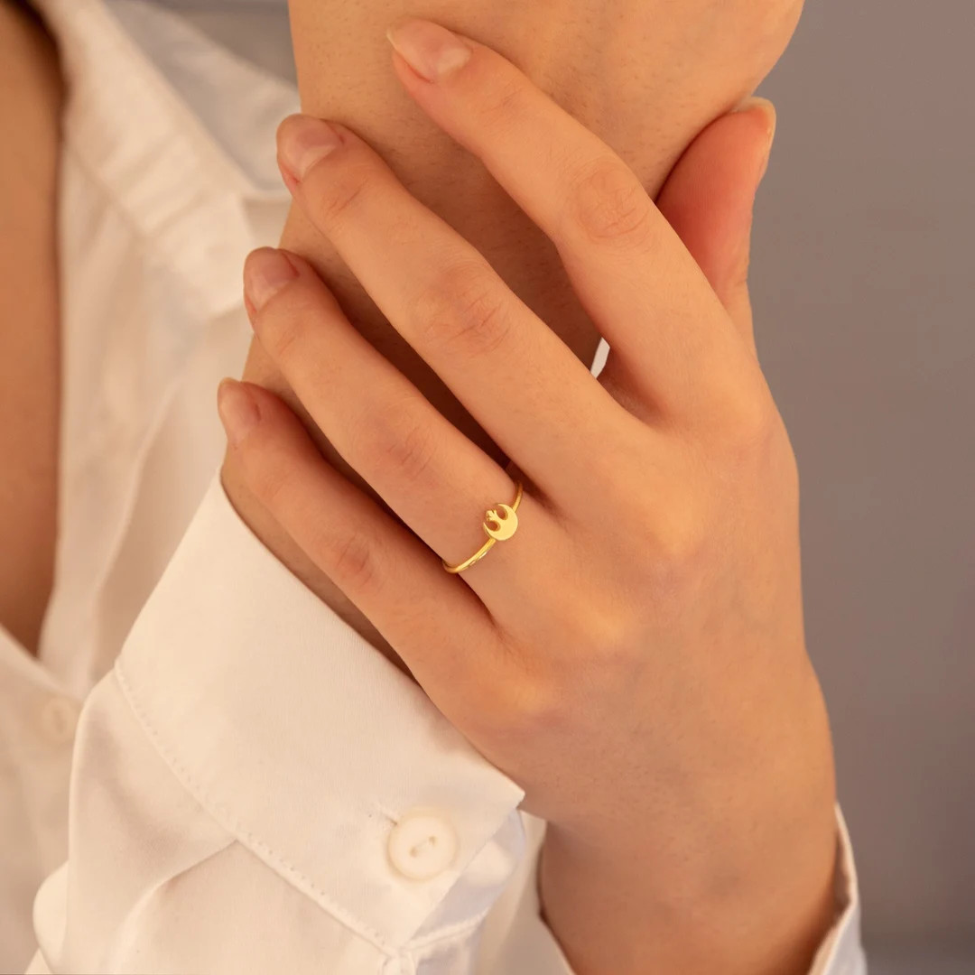 Solid Gold Star Wars Rebel Alliance Ring, Gold Vermeil Rebel Alliance Symbol Ring, Gift for Star ... | Etsy (US)