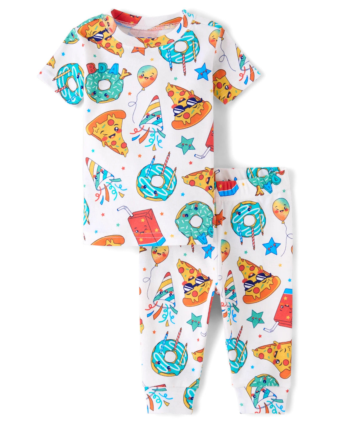Baby And Toddler Boys Birthday Food Snug Fit Cotton Pajamas - white | The Children's Place