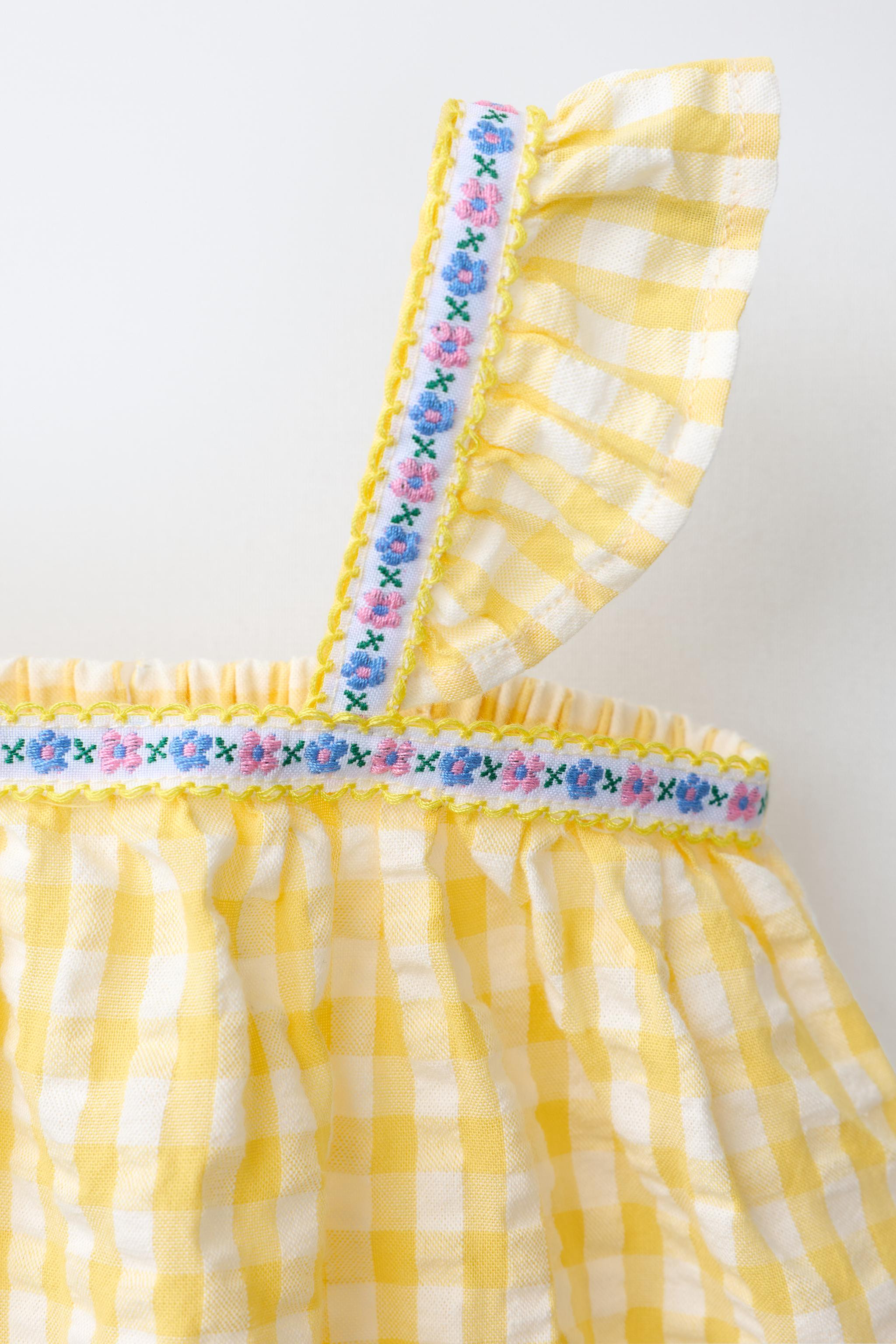 GINGHAM FLORAL DRESS AND PANTIES | Zara US