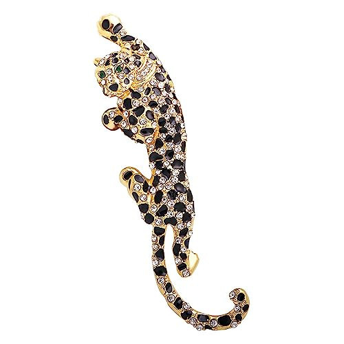 Climbing Black Spots Leopard Brooch Pin Crystal Big Cat Animal Breastpin Badge Jewelry for Men Women | Amazon (US)