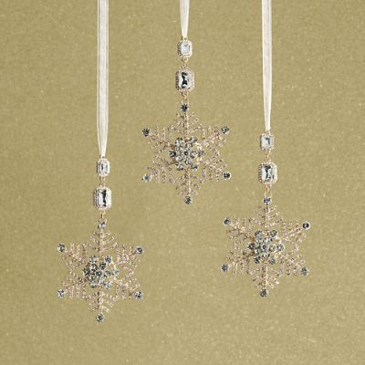 Jewelry Snowflake Ornaments, Set of Three | Frontgate