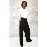 Tall Black Tricot Side Stripe Wide Leg Sweatpants | PrettyLittleThing US