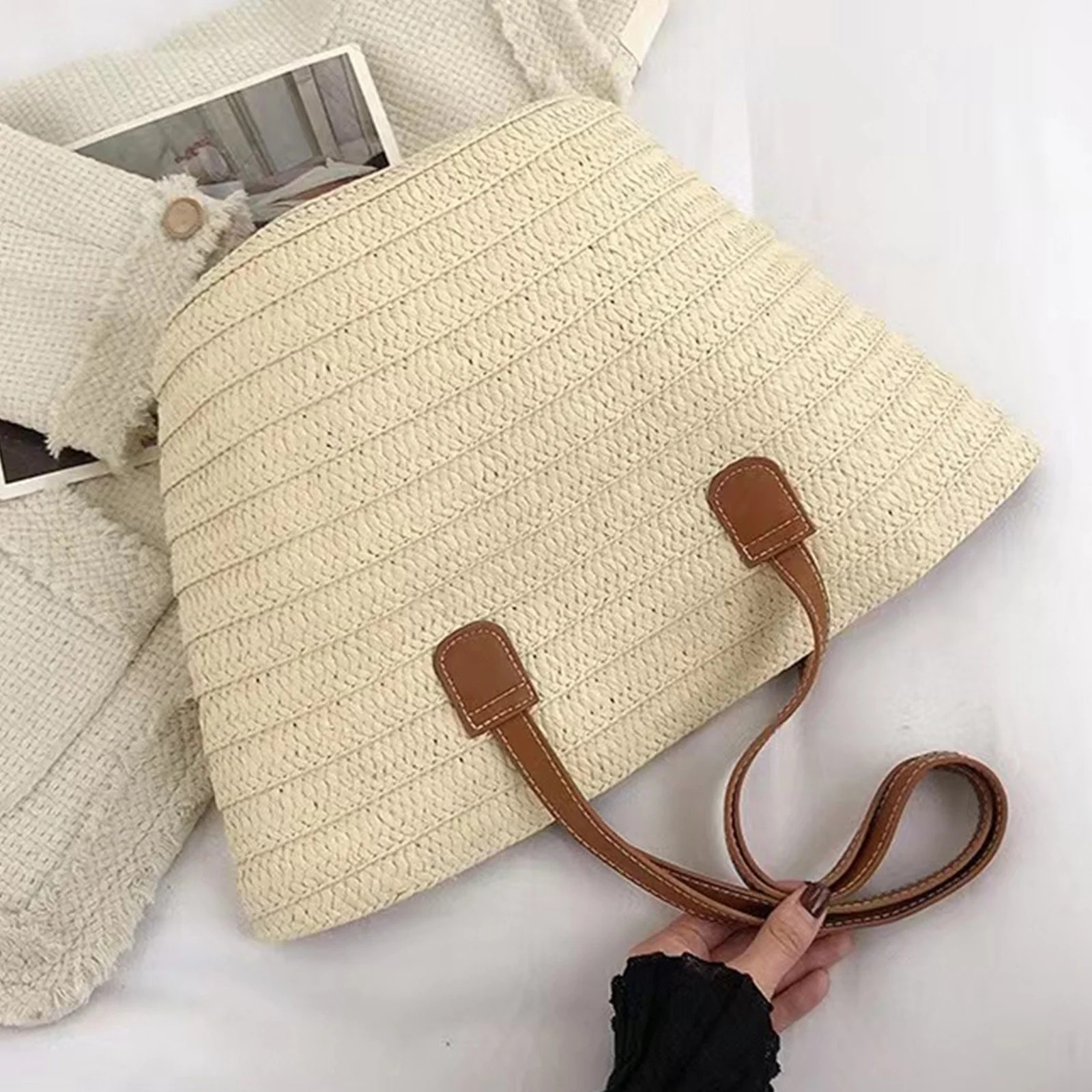Beach Bags for Women, Large Beach Bag, Woven Straw Tote Bags Waterproof, Summer Woven Shoulder To... | Walmart (US)