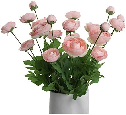 Artificial Persian Pink Silk Flowers Buttercup (Asian Buttercup 5 Bundles),Suitable for Core Decorat | Amazon (US)