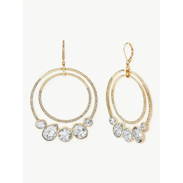 Sofia Jewelry by Sofia Vergara Women's Gold-Tone Stone Double Hoop Earrings - Walmart.com | Walmart (US)