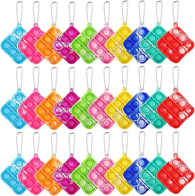 30Pcs Mini Pop Bubble Fidget Sensory Toy, Mini Stress Relief Hand Toys Keychain Toy Push Pop Bubb... | Amazon (US)