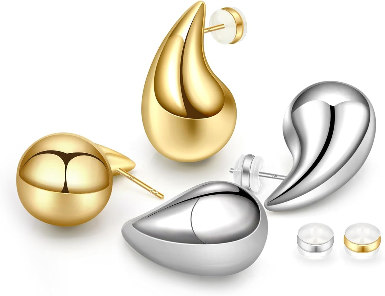 Gold Teardrop Earrings for Women - S925 Sterling Silver Earring Post Hot Pink Jewelry/Black Gun P... | Amazon (US)