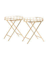 Set Of 2 Mirror Top Folding Accent Tables | TJ Maxx