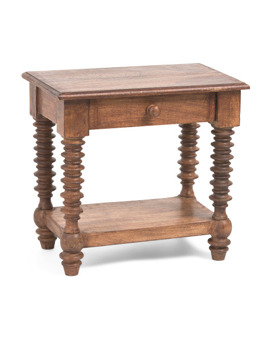 24x24 Wooden Knobby 1 Drawer Side Table | TJ Maxx