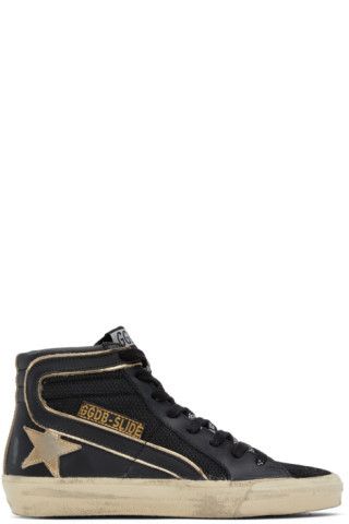 SSENSE Exclusive Black & Gold Slide Sneakers | SSENSE