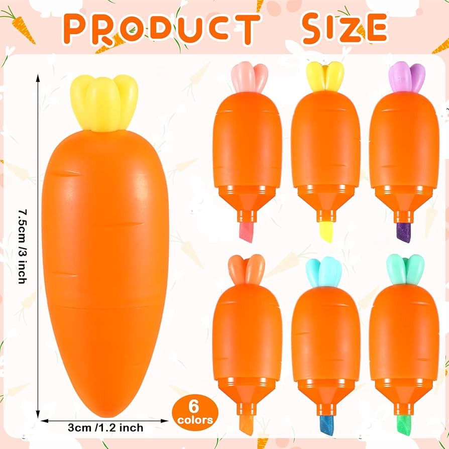 Gueevin 6 Pcs Easter Carrot Shaped Markers Cute Cartoon Carrot Highlighters Portable Mini Graffit... | Amazon (US)