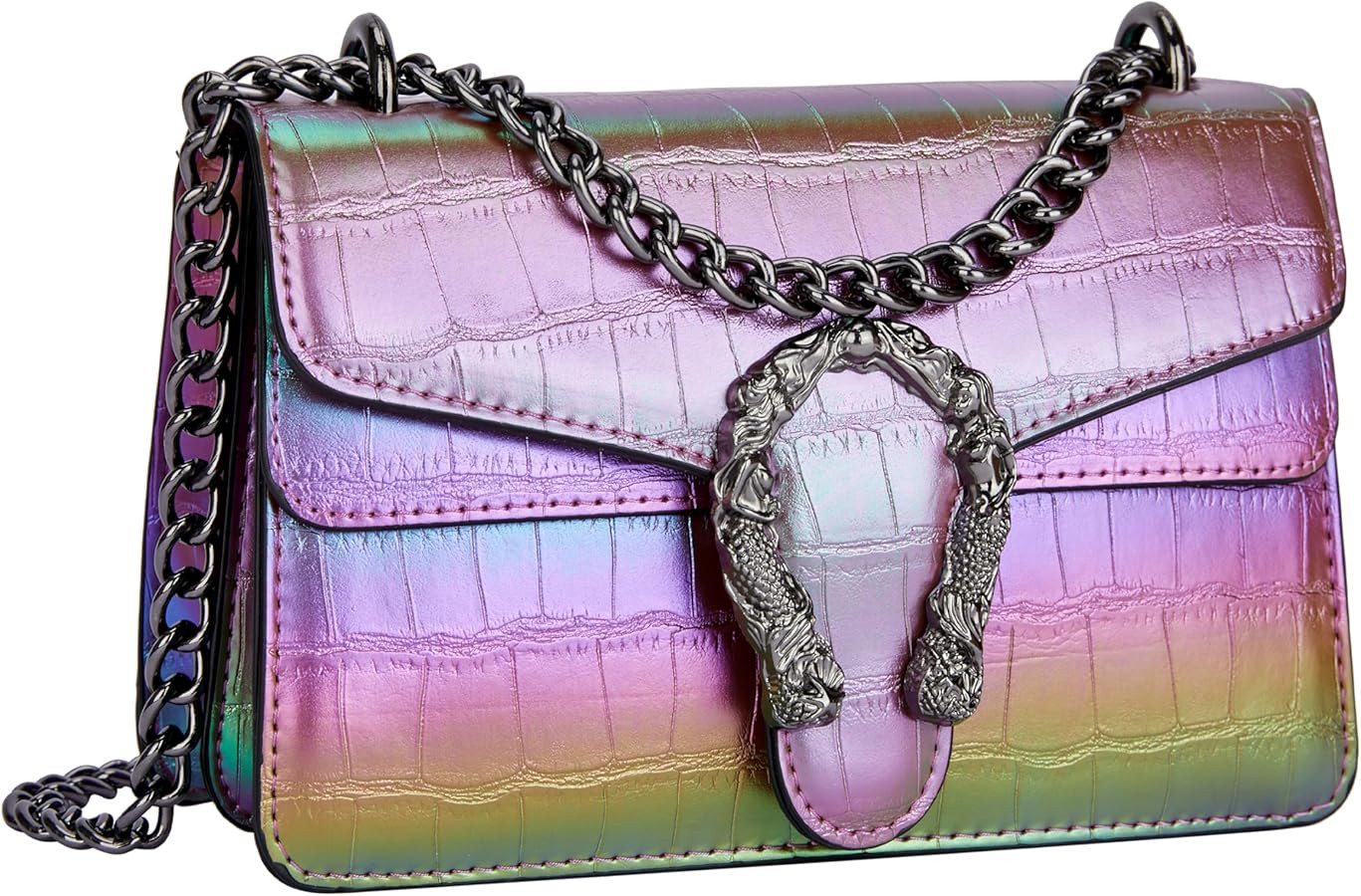 Leather Shoulder Bag Chain Purse for Women - Fashion Crossbody Bags Vintage Snake Print Underarm ... | Amazon (US)