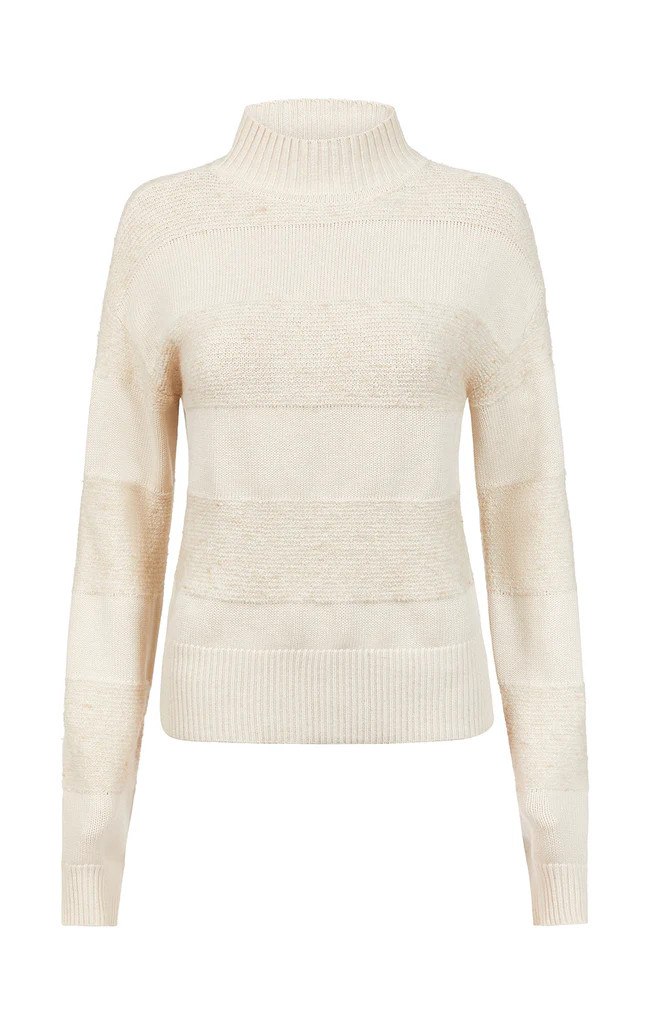 Organic-Cotton Striped Mock Turtleneck Sweater | Etcetera