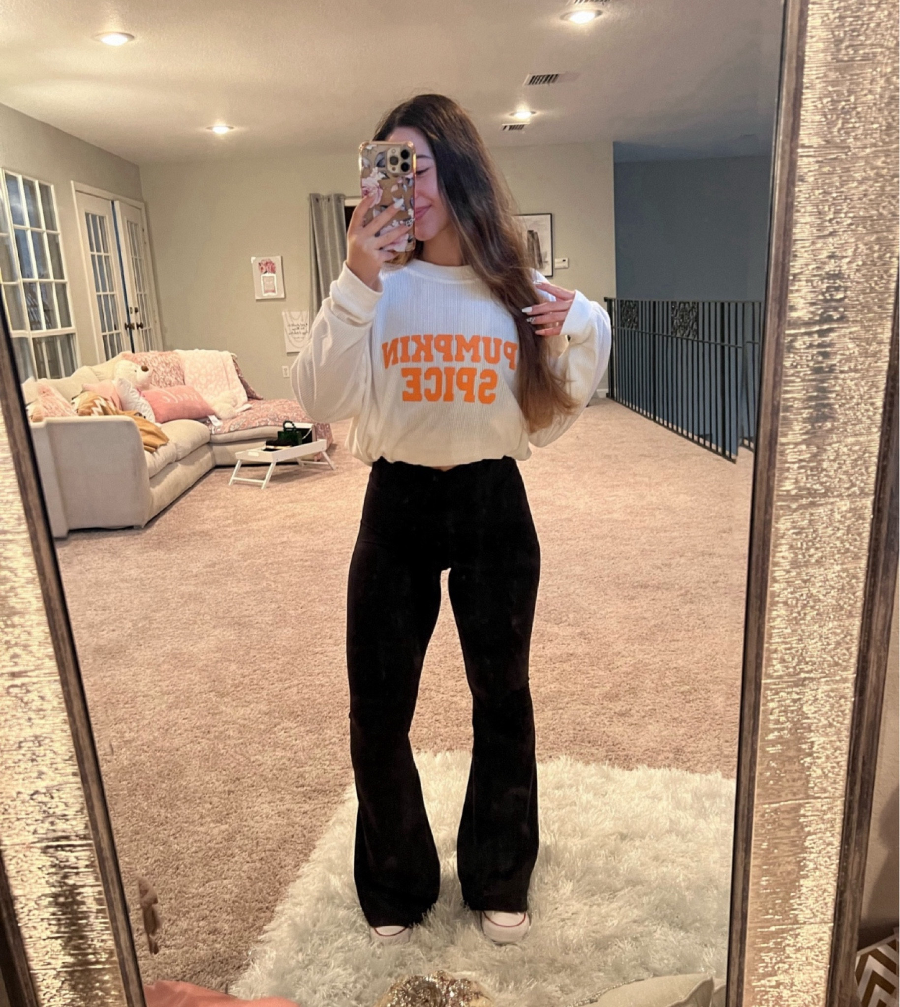 Casual ootd: pumpkin spice sweatshirt, black flare leggings, converse high top sneakers. Xoxo, Lauren 

college girl style / university girl style / casual style / casual outfit / flared leggings / aerie leggings/ sweater / fall styles / fall fashion 2023 / fall outfits 2023 / fall outfits women / fall outfit inspo / fall outfit ideas / womens fall outfits / fall outfit inspirations / cute fall outfits / casual fall outfits / fall fashion 2023 / fall fashion trends / fall sweatshirt / fall sweater/ yoga pants 

#LTKfindsunder100 #LTKfitness  #ltku#LTKFallSale

#LTKSaleAlert #LTKFindsUnder100 #LTKGiftGuide