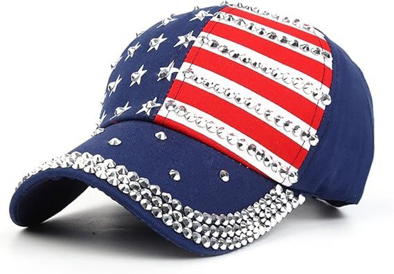 American Flag Baseball Cap Sparkle Rhinestone USA Flag Deim Hip Hop Hat | Amazon (US)