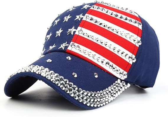 American Flag Baseball Cap Sparkle Rhinestone USA Flag Deim Hip Hop Hat | Amazon (US)