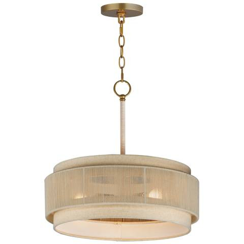 Maxim Seacliff 20"W Natural Aged Brass 3-Light Drum Pendant | Lamps Plus