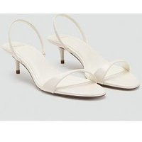 Mango Kitten-Heel Sandals With Strap - Ecru | Very (UK)