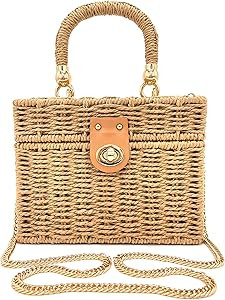 Handwoven Rattan Bag for women-Wicker Woven Square Crossbody vintage Chic Casual Beach Boho Tote ... | Amazon (US)