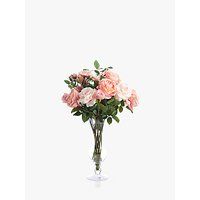 Peony Artificial Rose in Waisted Glass Vase | John Lewis UK