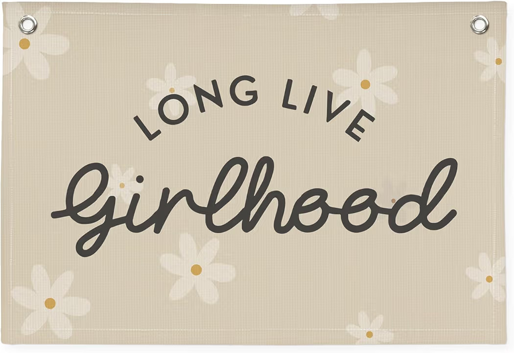 Boho Girls Room Decor，Long Live Girlhood Linen Banner Hanging Flag Flower Daisy Banner for Nurs... | Amazon (US)