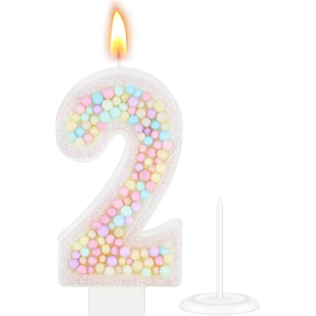 Pink Birthday Candles - Number 2 Candle, Colorful Macaron Candles, 2 Cake Topper, Pink Birthday D... | Amazon (US)