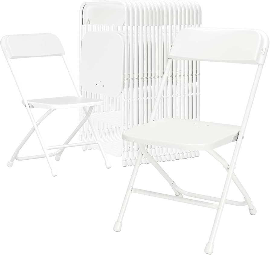 Folding Chairs 20 Pack,White Plastic Folding Chair for Indoor Outdoor,Portable Stackable Commerci... | Amazon (US)