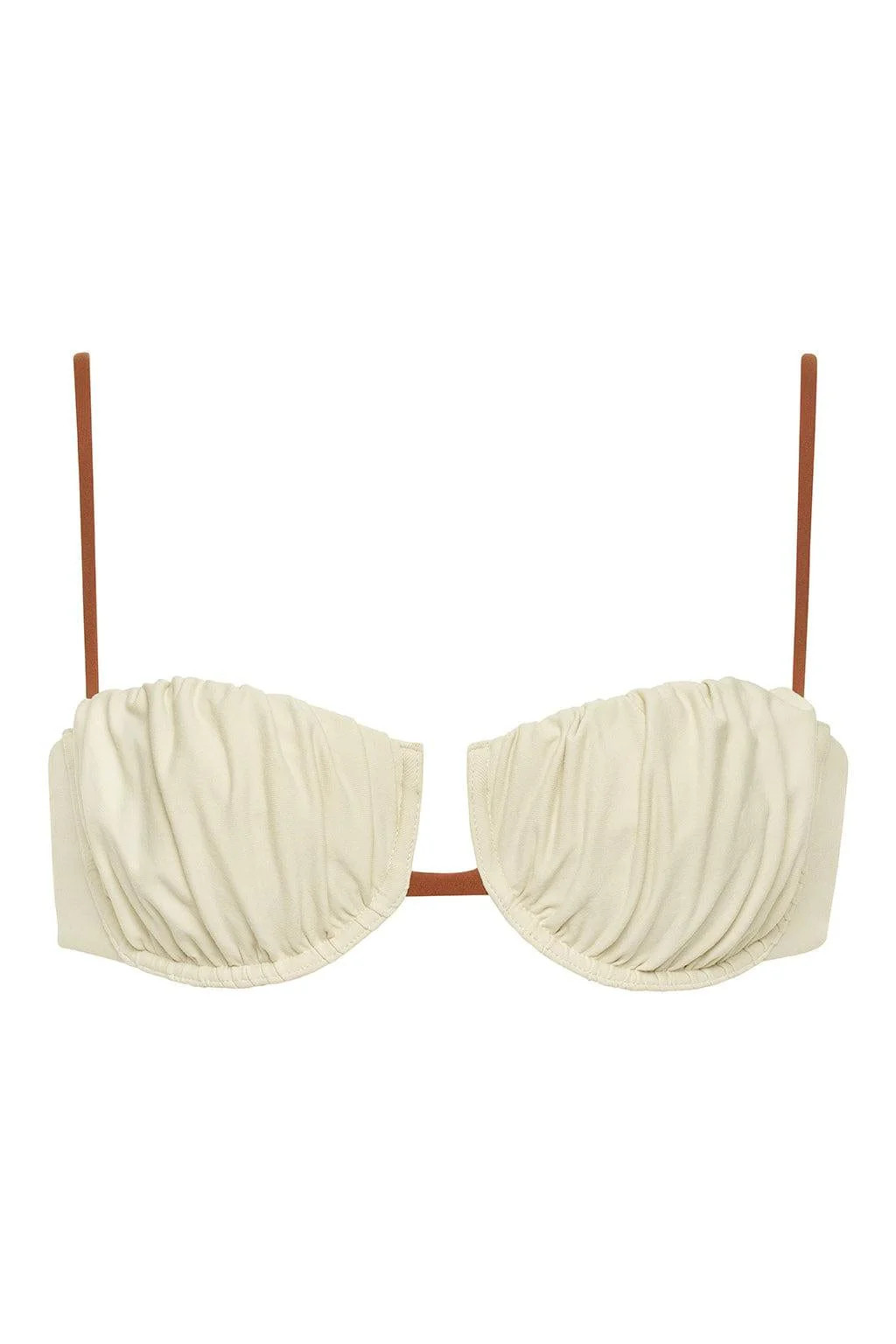 Oat Terracotta Binded Petal Bikini Top | Montce
