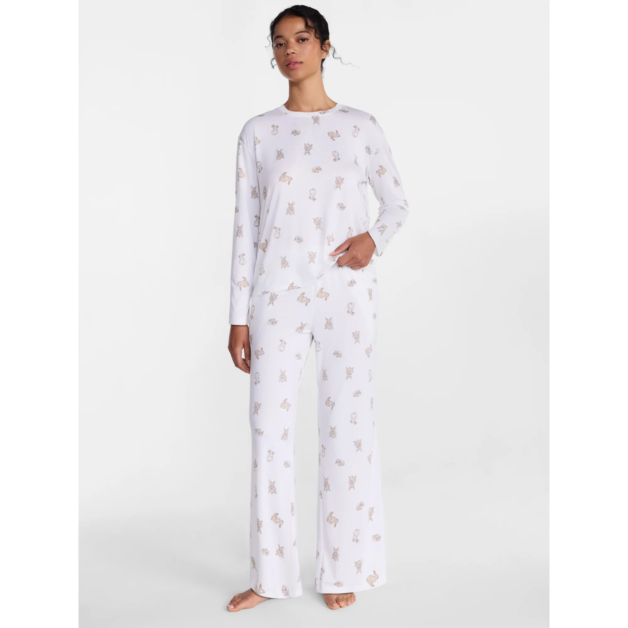 Joyspun Women s Essential Sleep Top and Pants  2-Piece Pajama Set  Sizes XS-3X | Walmart (US)