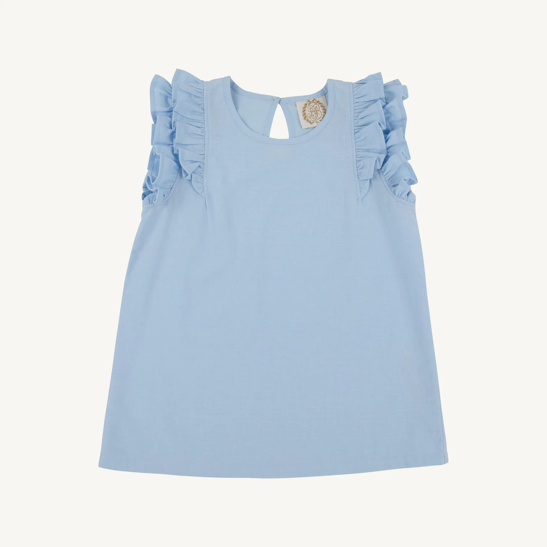 Ruehling Ruffle Top (Linen) - Beale Street Blue | The Beaufort Bonnet Company