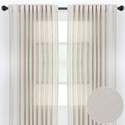 Chanasya 2-Panel Soft Textured Semi Sheer Curtains for Window Living Room Bedroom Kitchen Patio O... | Amazon (US)