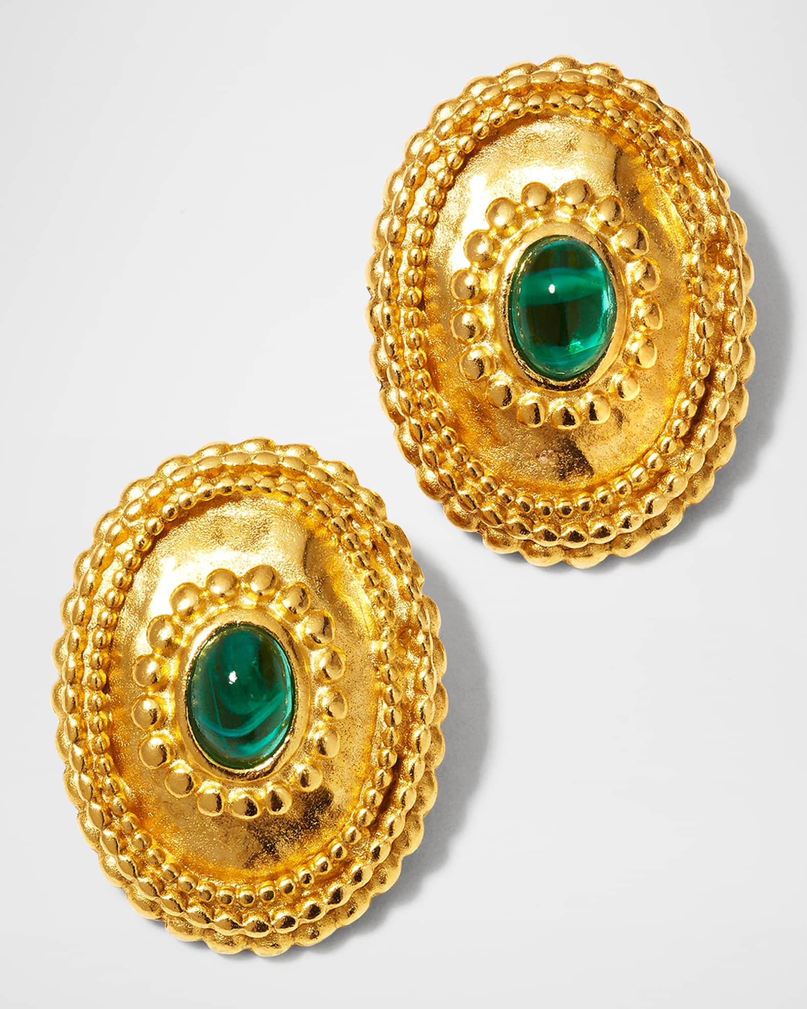 Ben-Amun Emerald Glass Clip-On Earrings | Neiman Marcus