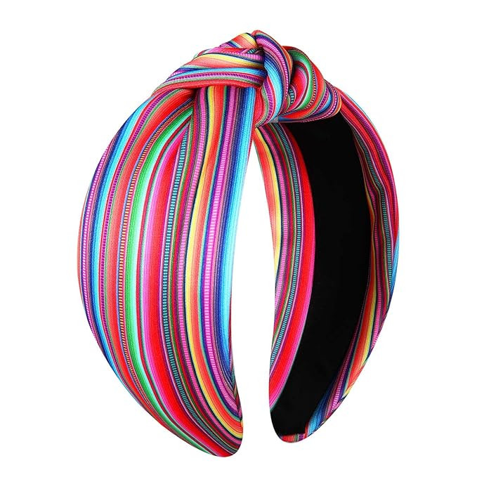 Cinco De Mayo Hairband - Wide Headband with Sombrero, Chili Pepper, Piata, Cactus Print for Women... | Amazon (US)