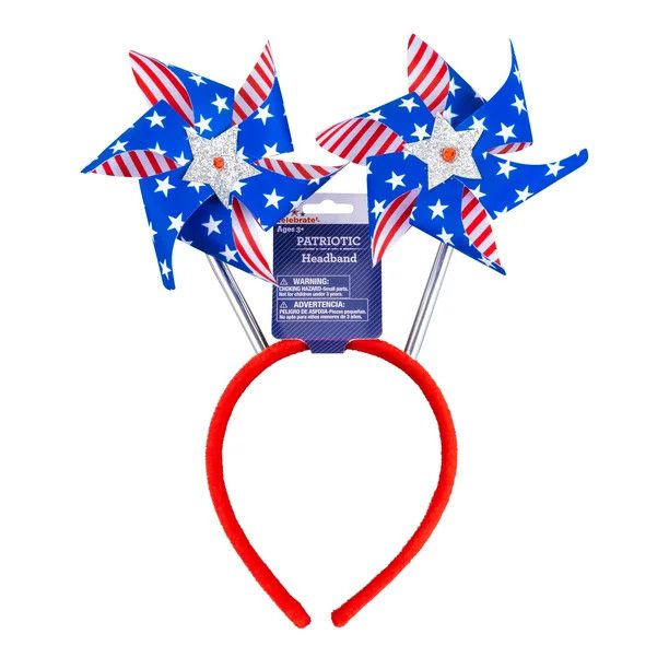 Patriotic Pinwheel Headband, Multicolor -Way to Celebrate | Walmart (US)