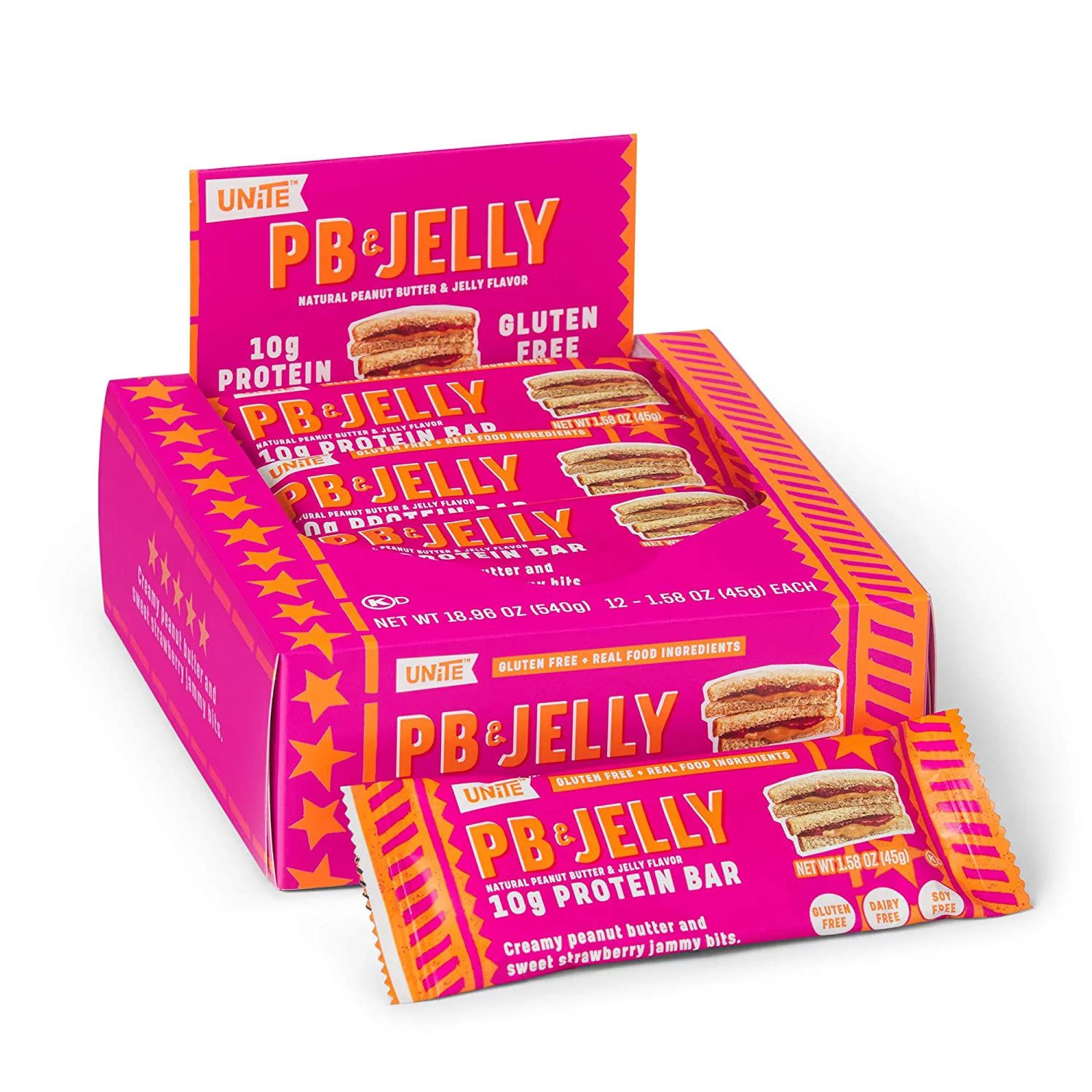 Unite Food High-Protein Bar, Peanut Butter and Jelly, 12 Ct, 1.58 oz. - Walmart.com | Walmart (US)