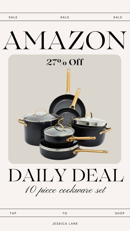 Amazon Daily Deal, save 27% on this 10-piece cookware set. Amazon Home, Amazon Kitchen, cookware set, 10 piece cookware set, kitchen finds, Amazon daily deal

#LTKhome #LTKsalealert