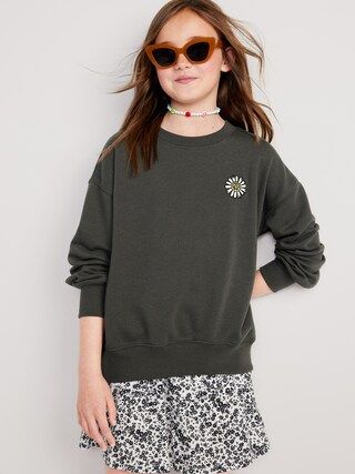 Slouchy Crew Neck Graphic Sweatshirt for Girls | Old Navy (US)