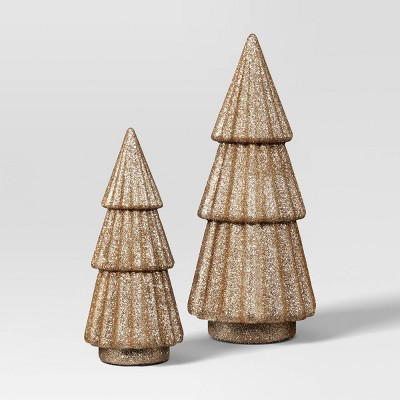 2pk Christmas Glittered Trees Gold - Wondershop™ | Target