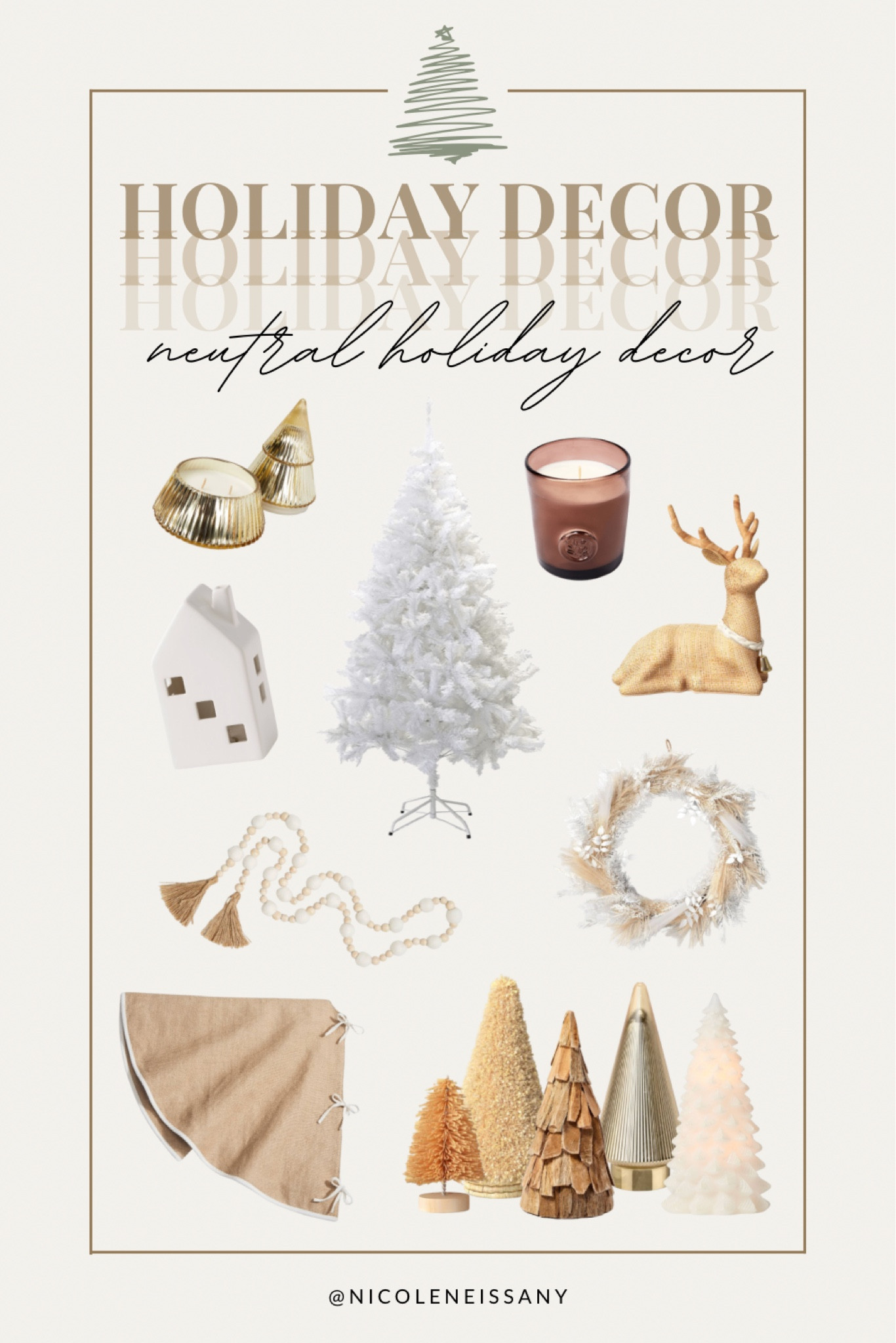 Neutral holiday decor: white, tan, & gold tones

// #ltkunder50 #ltkunder100 holiday decor, holiday decorations, Christmas decor, Christmas decorations, beaded garland, white Christmas tree, burlap tree scarf, gold tree, wood tree, mini white ceramic house, Christmas candle, holiday candle, jute woven reindeer, snowy pampas wreath

#LTKHoliday #LTKhome #LTKSeasonal