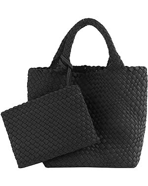 Woven Tote Bag + Purse Women Neoprene Tote Handbag Fashion Large Shoulder Top-Handle Travel Bag U... | Amazon (US)