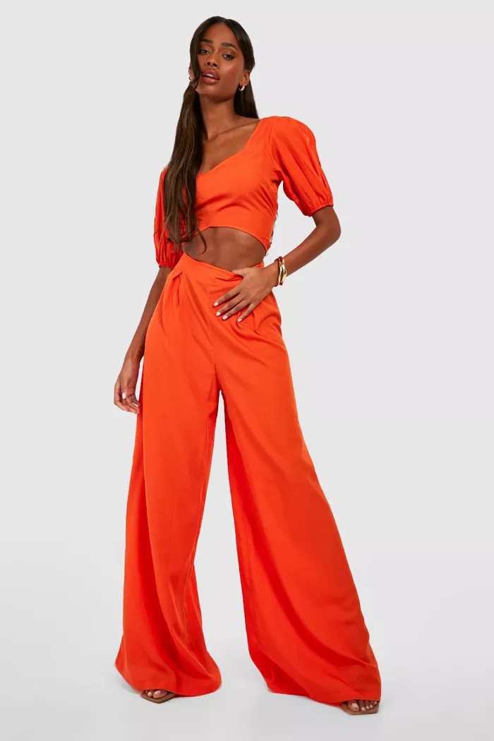 Pleat Front Wide Leg Palazzo Pants | boohoo (US & Canada)