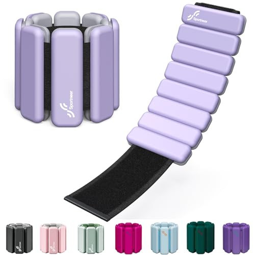 Sportneer Wrist Weights - 1 Pair (2 LBS Each) | Adjustable Wearable Weights Silicone Wrist Bangles for Women | Yoga, Dance, Barre, Pilates, Zumba, Swimming, Cardio, Aerobics, Gym (Soft Lavender) | Amazon (US)