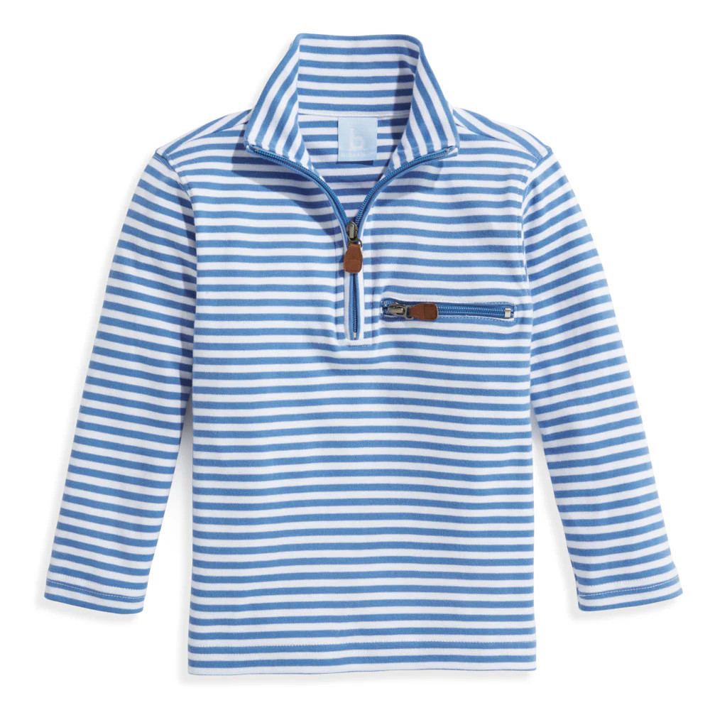 Striped Pima Half Zip with Pocket | bella bliss 