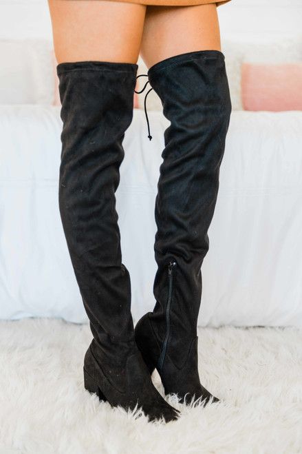 The Sophia Black Over The Knee Boots | The Pink Lily Boutique