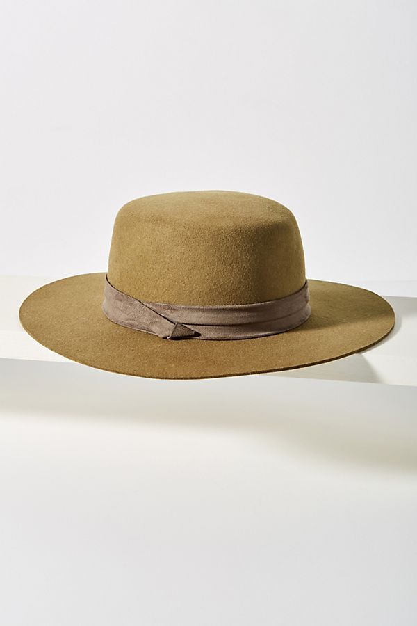 Suede-Trimmed Boater Hat | Anthropologie (US)