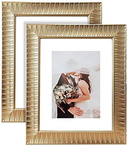 ArtbyHannah 8x10 Inch 2 Pack Champagne Gold Picture Frame Set with High Definition Glass for Tabl... | Amazon (US)