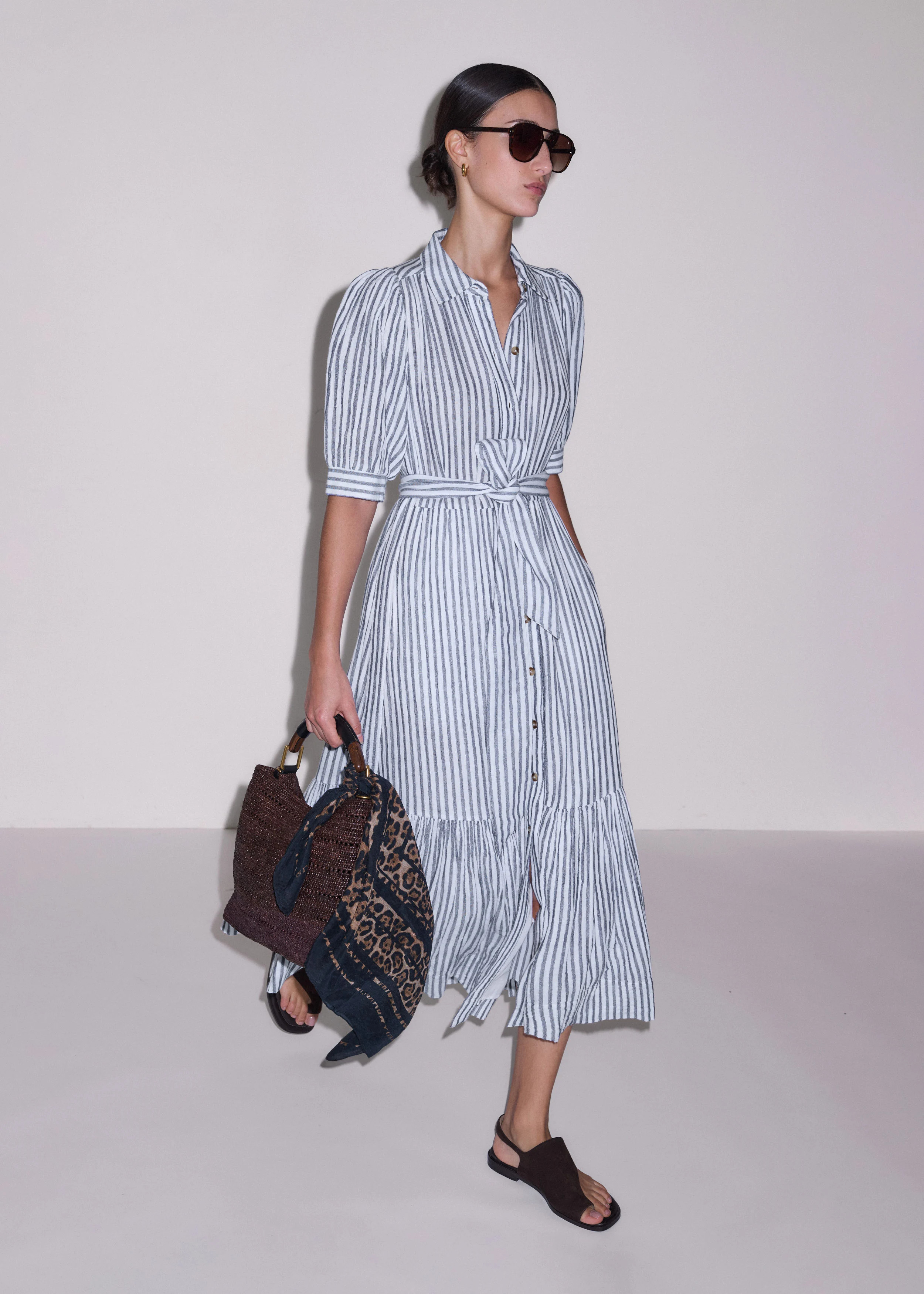 Women's Navy Midi Shirt Dress | ME+EM | ME+EM Global (Excluding US)