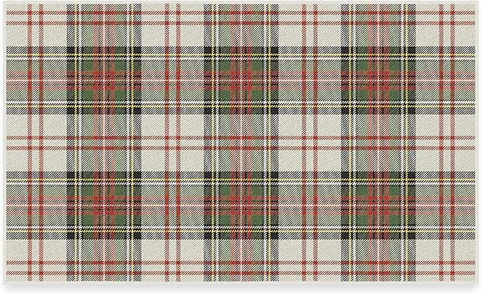 RUGGABLE Washable Plaid Area Rug – Dress Stewart Tartan White 3x5, Stain-Resistant, Non-Slip ... | Amazon (US)