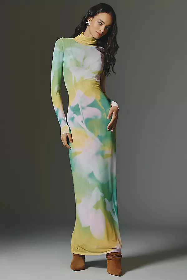Billie Mock-Neck Long-Sleeve Maxi Dress | Anthropologie (US)